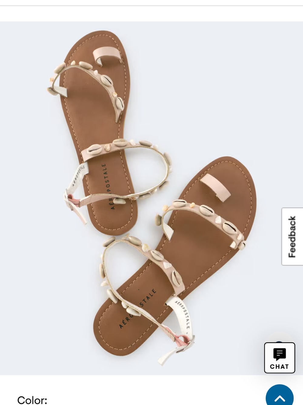 Aeropostale Women's Tan and Cream Shell Strap Sandals